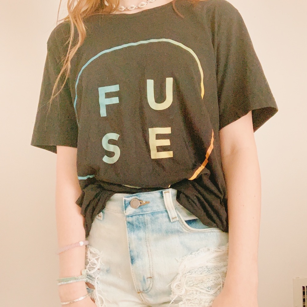 Black T-shirt with words fuse
